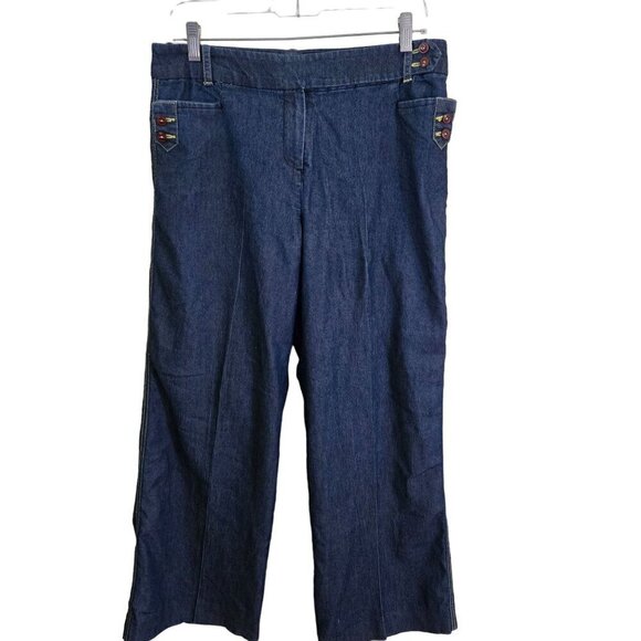 Larry Levine Vintage Nautical Sailor Style Jeans Wide Leg Size 10p - Picture 1 of 7